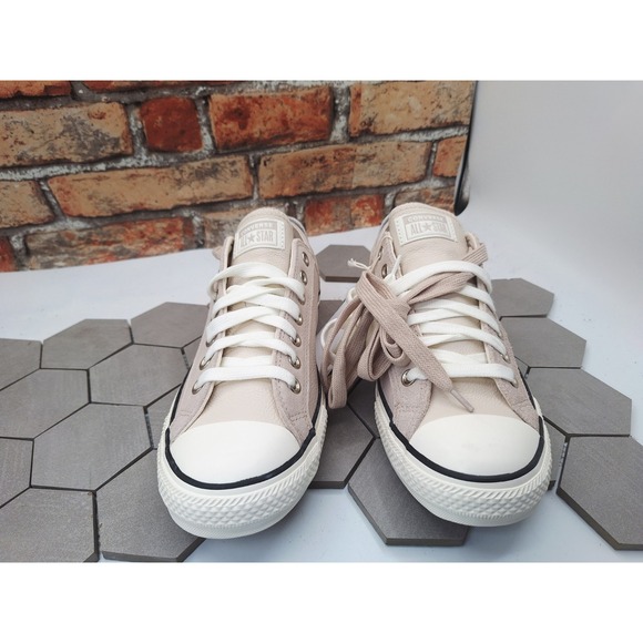 Converse All Star Leather Chuck Taylor Men's Sz 10 Low Shoes Gray Clay Beige - Picture 6 of 11